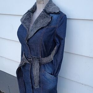 Vintage Jean And Faux Fur Cropped Trench
